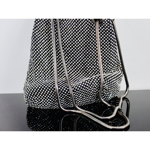 Jeweled Diamanté Rhinestone Metal Clutch Crossbody Clutch Bag Removable Handle - Picture 2 of 14